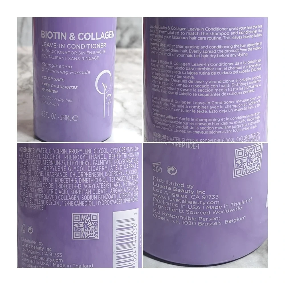 LUSETA‎ BIOTIN & COLLAGEN LEAVE-IN HAIR CONDITIONER Strengthen Thicken Dry Hair